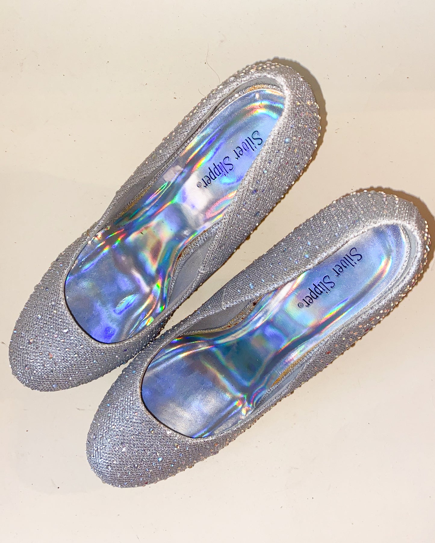 Gem Silver Slipper Heels