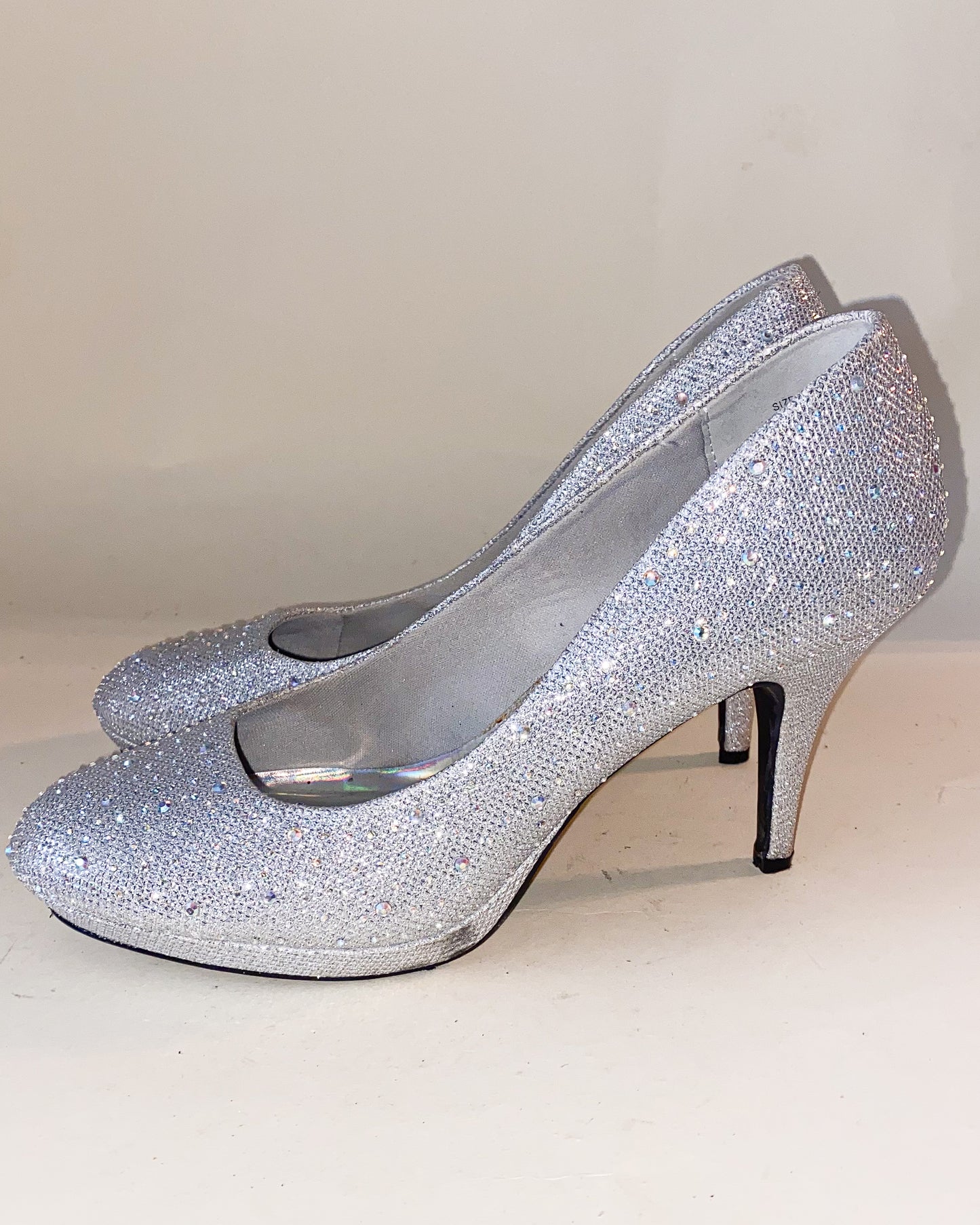 Gem Silver Slipper Heels