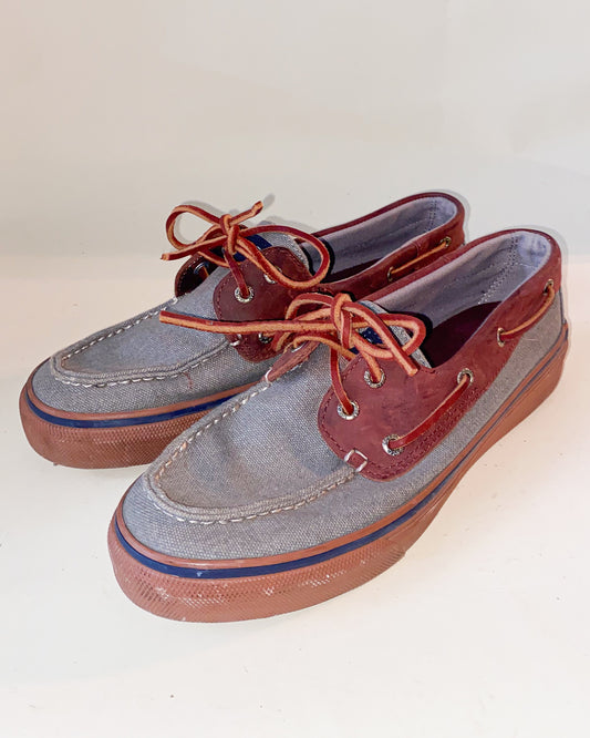 Grey and Leather Sperry Boat Shoes