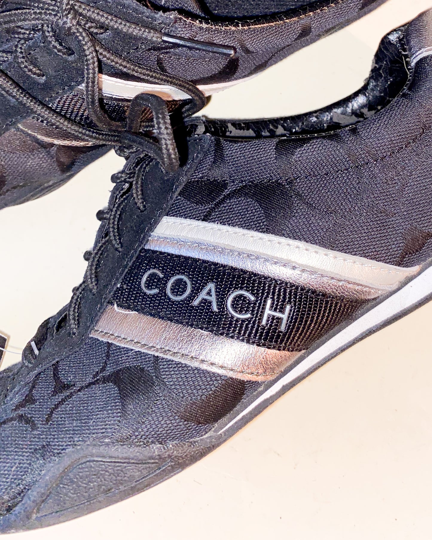 Black and Silver Coach Sneakers