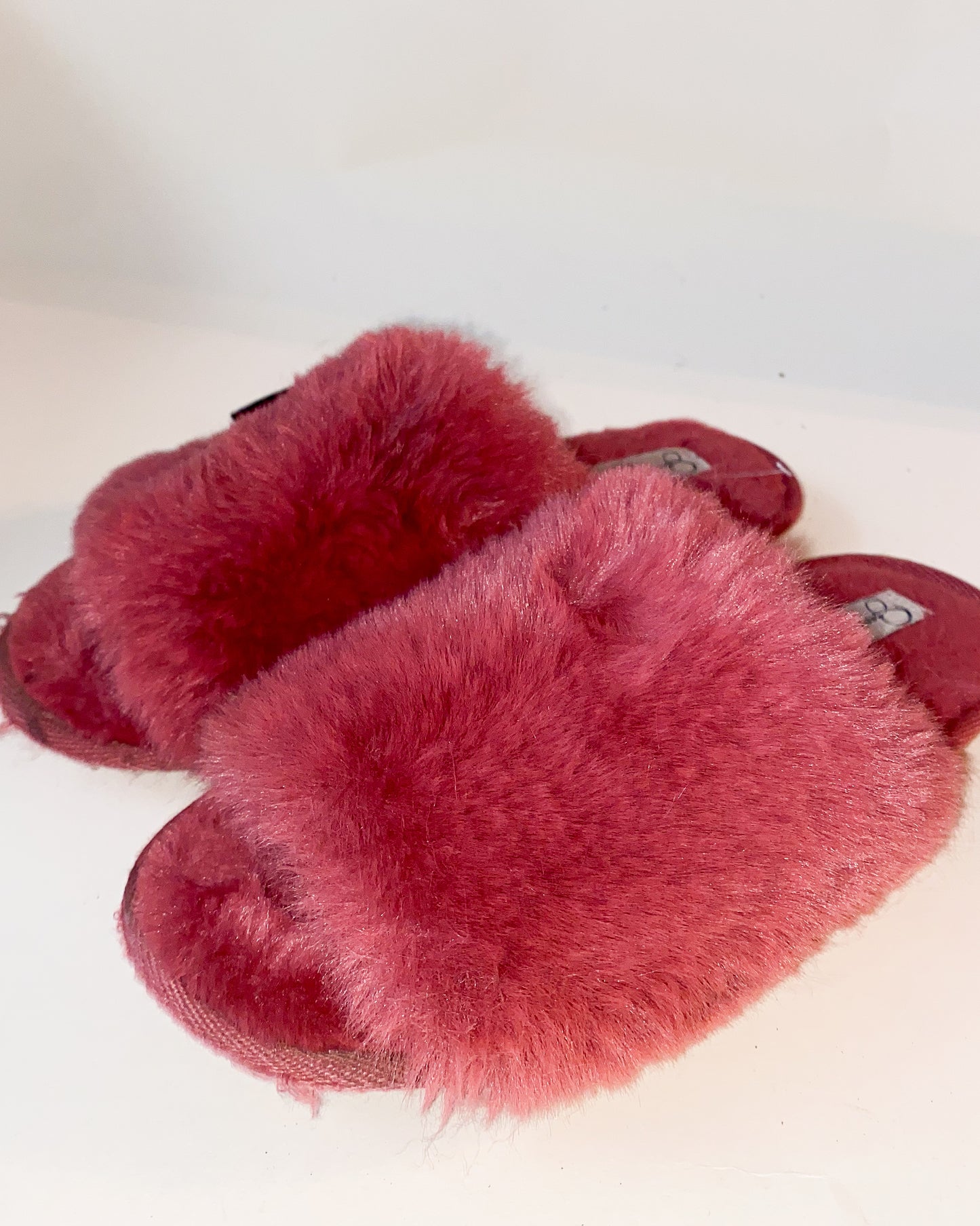 Burgundy Retro Fluffy Slippers