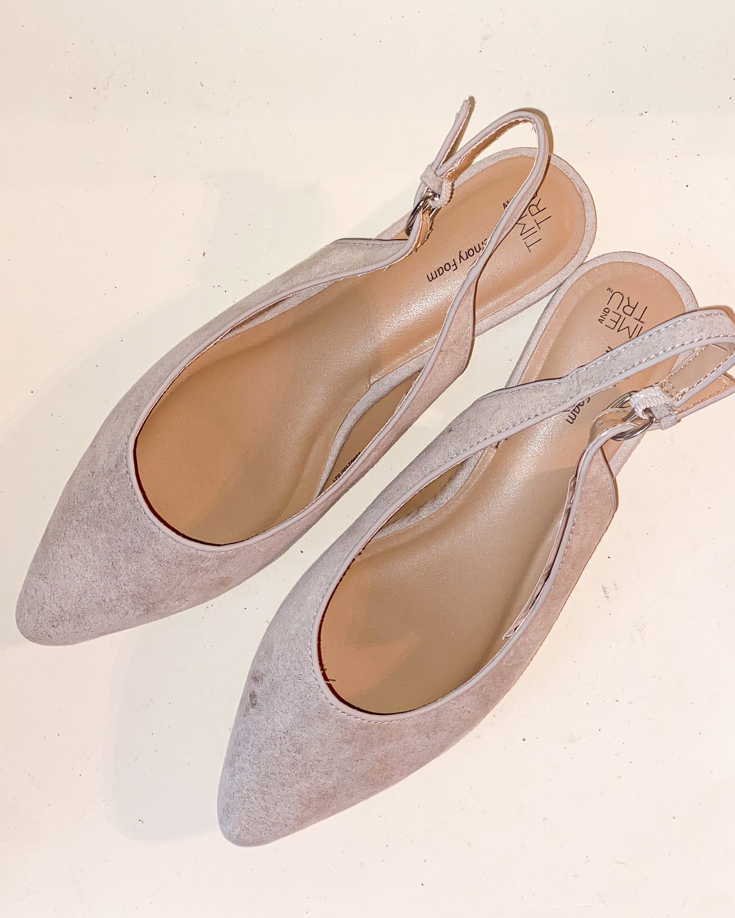 Beige Slingback Flats with Memory Foam