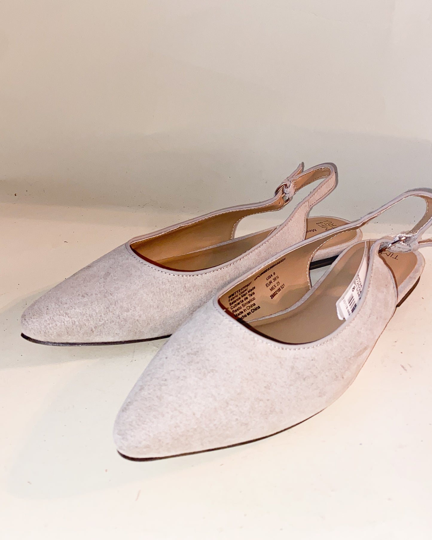 Beige Slingback Flats with Memory Foam