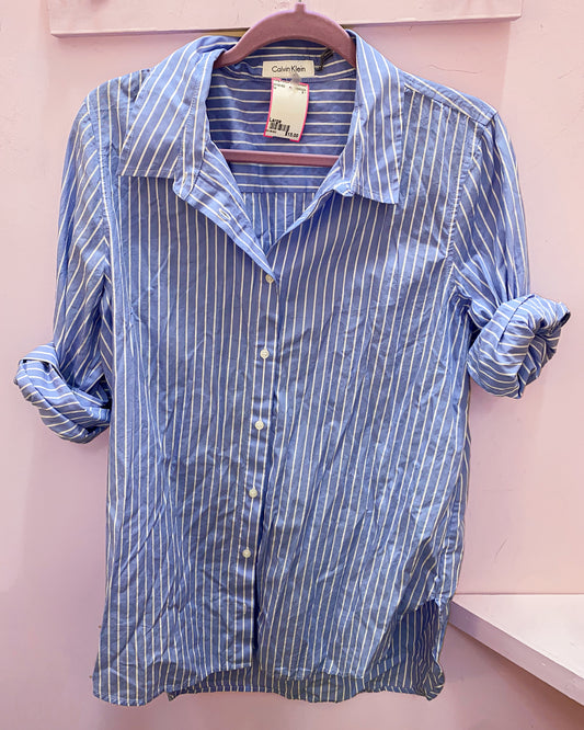 Calvin Klein Blue Stripe Button Up