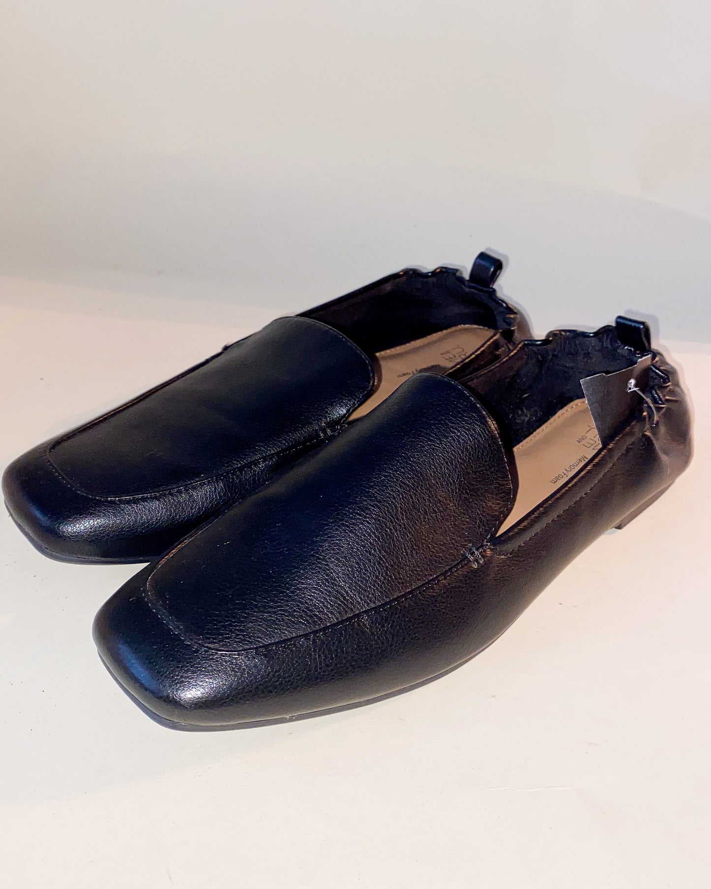 Faux Leather Memory Foam Loafers with Subtle Elastic Band