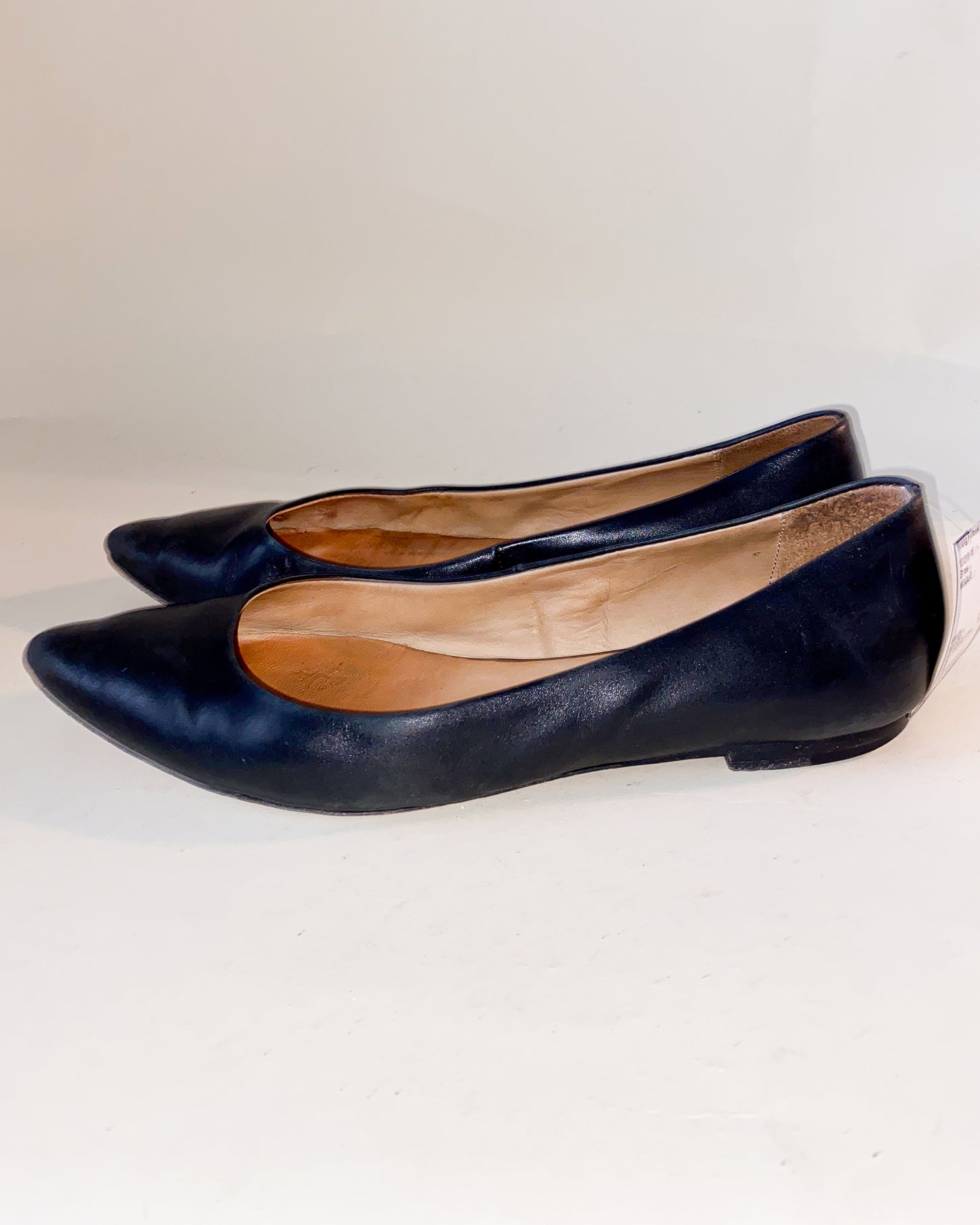 NISOLO Black Pointed Leather Ballet Flats