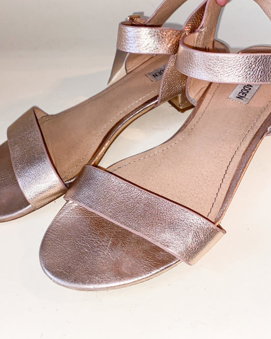 Gold Metallic Steve Madden Low Strappy Heels