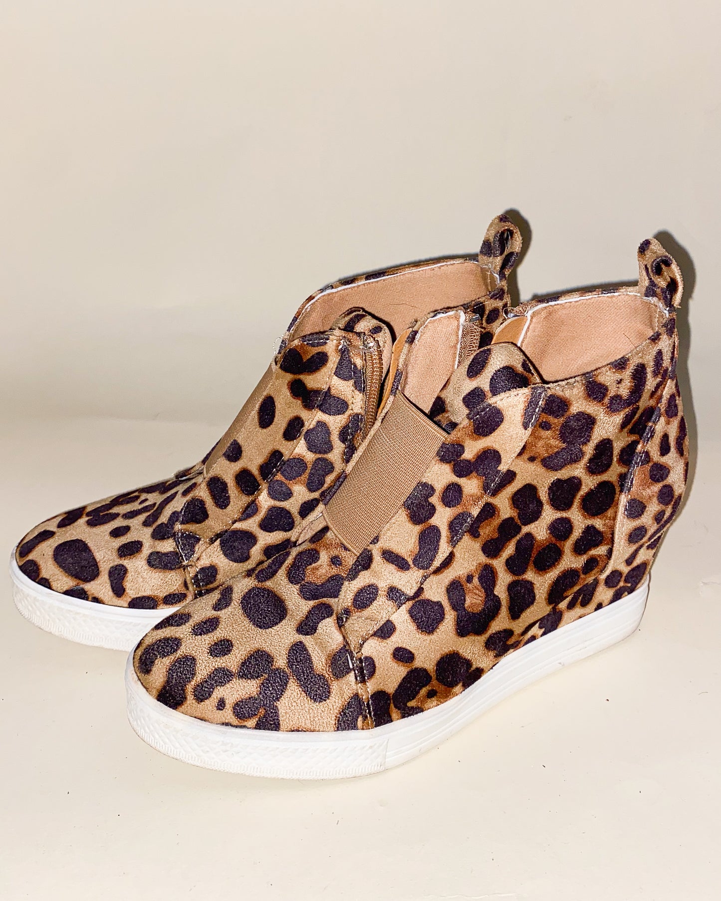 Cheetah Print Wedge Heel Sneakers