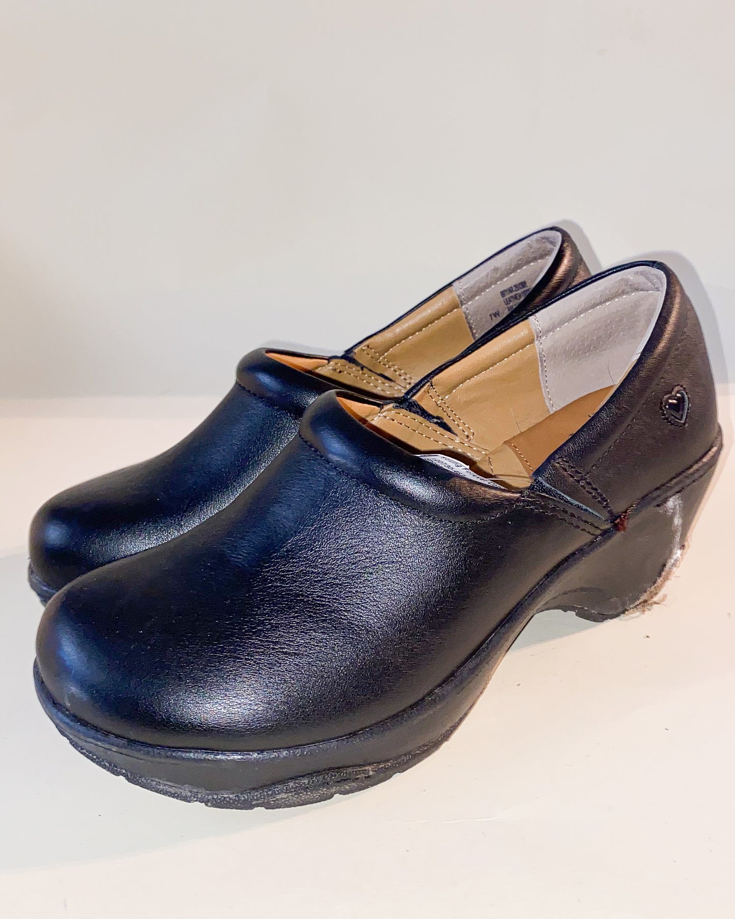 Black Faux Leather Clogs