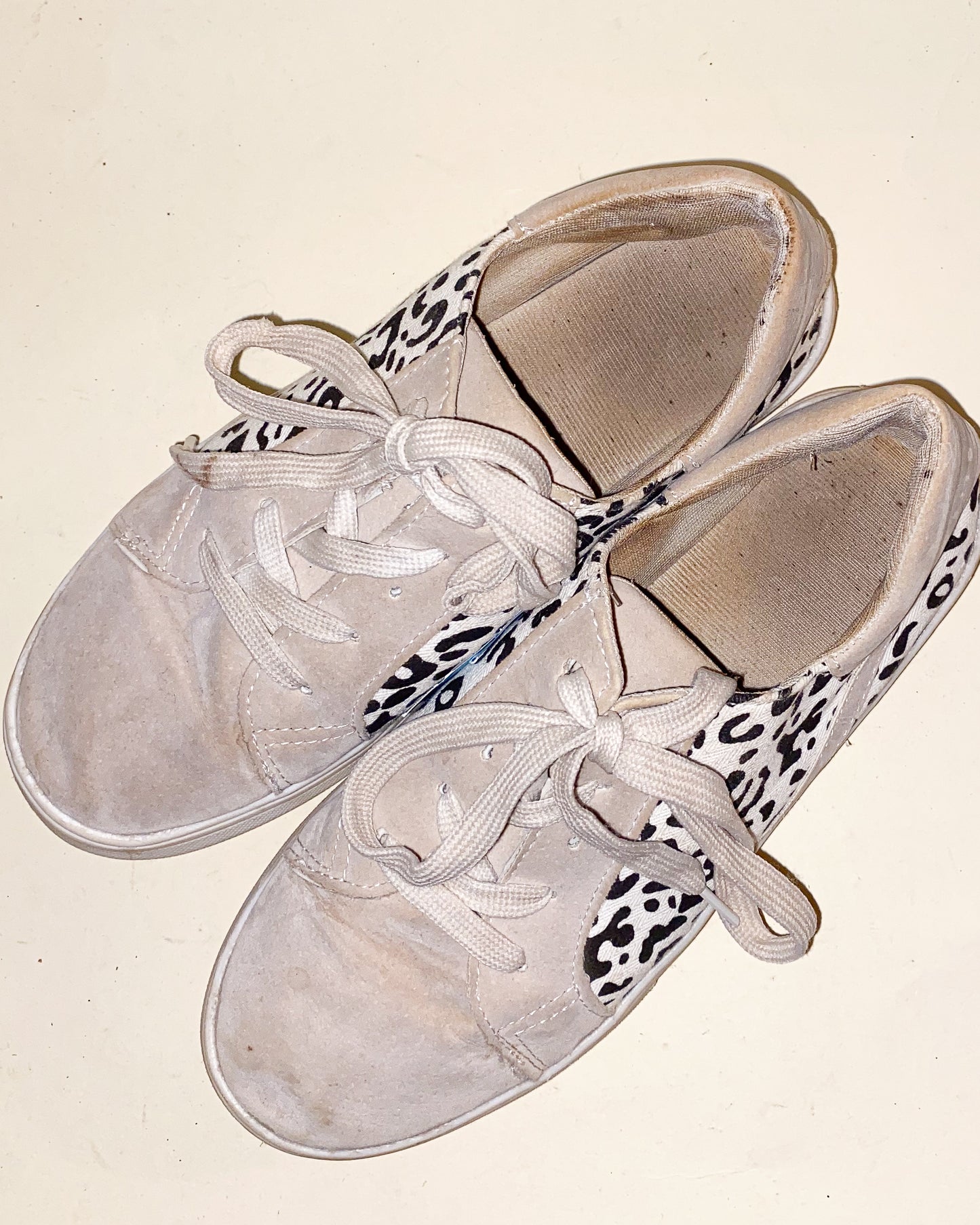 Beige Cheetah Print Fashion Sneakers