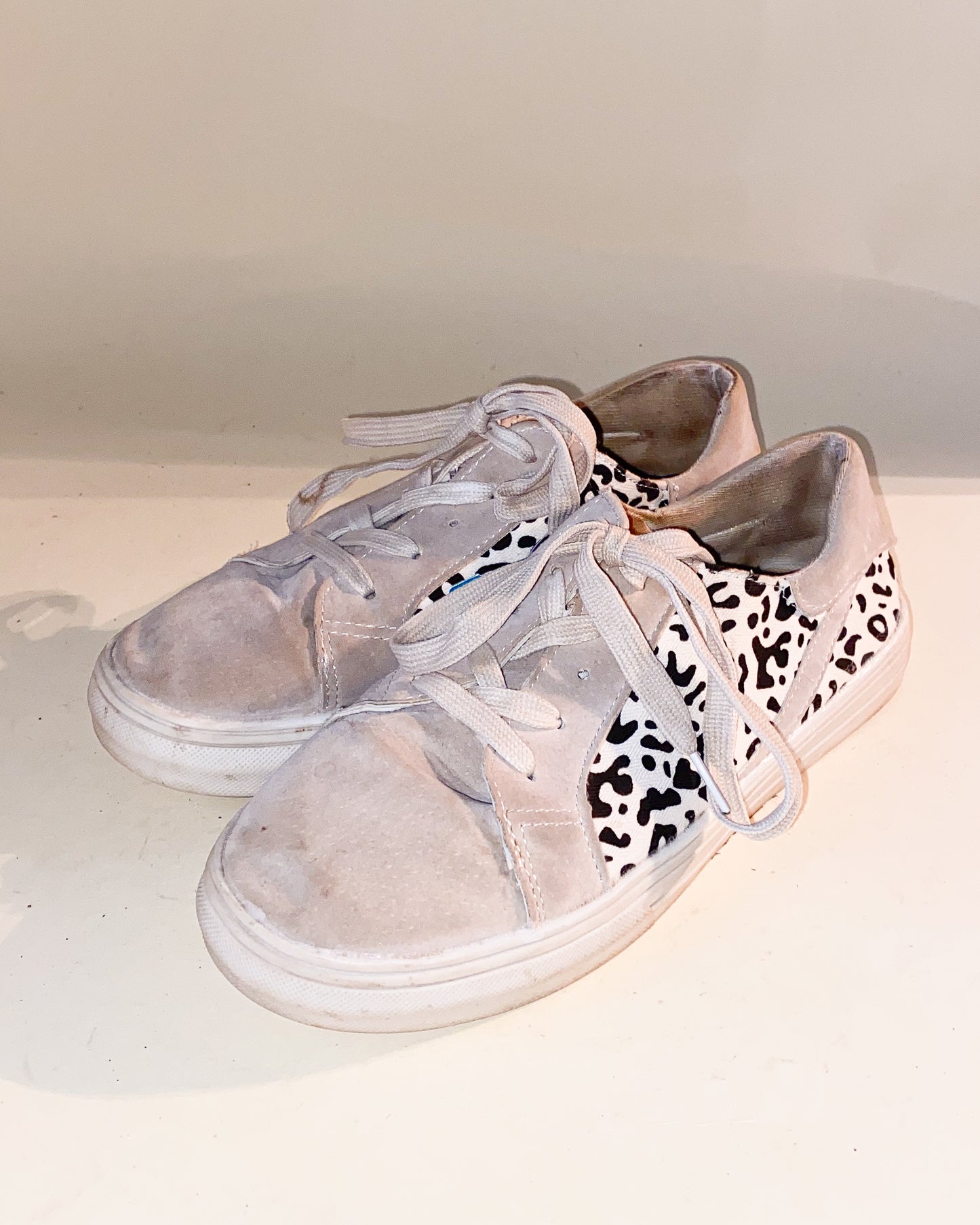 Beige Cheetah Print Fashion Sneakers