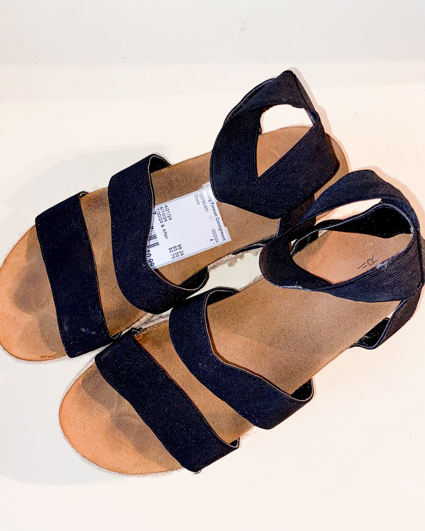 Strechy Black Strapped Sandals