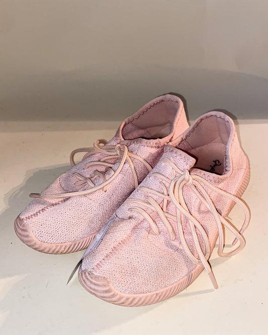 Qupid Pink Lace Up Fabric Sneakers