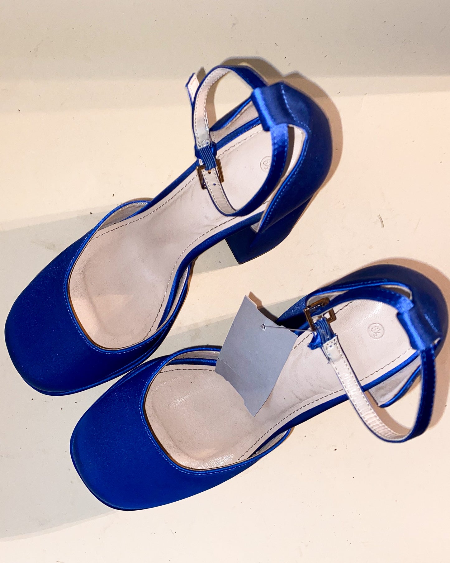 Satin Cobalt Blue Platform Squared Heels