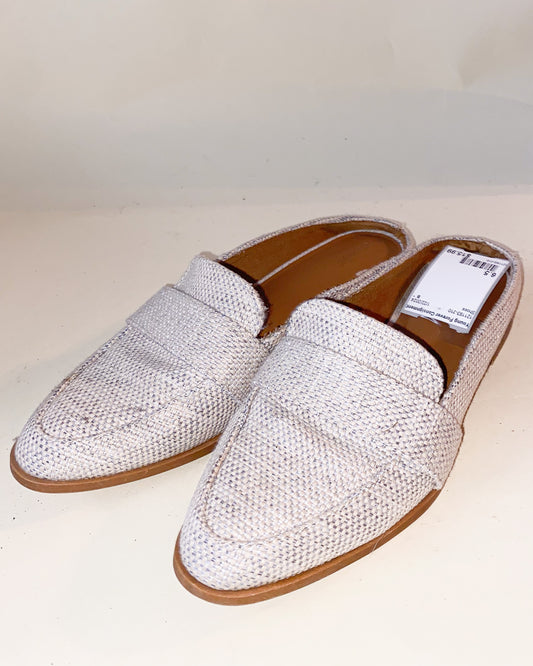 Off White Tweed Slide-On Loafers