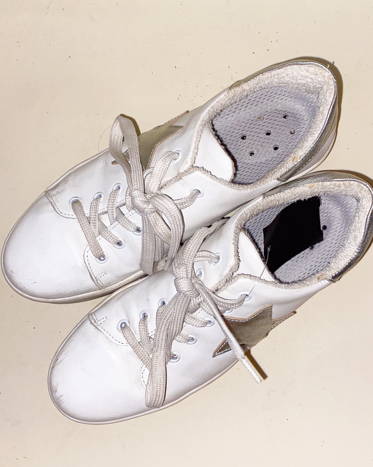 Golden Goose-Inspired Silver and White Sneakers