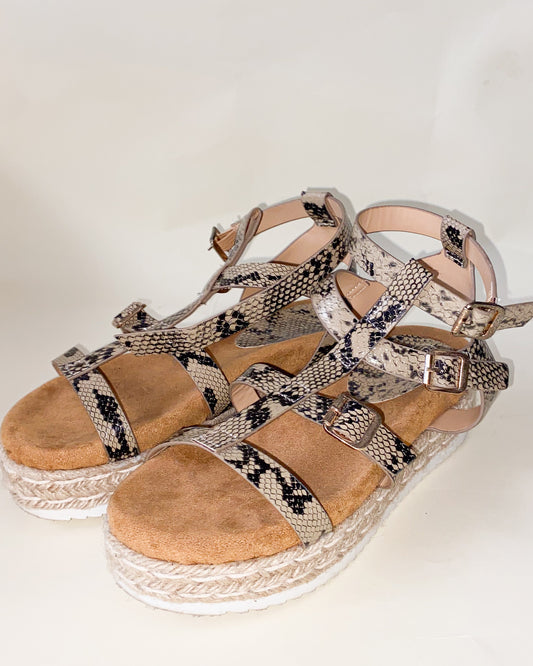 Faux Snakeskin Gladiator Sandals