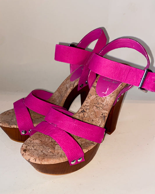 Hot Pink Gianni Bini Strapped Pumps