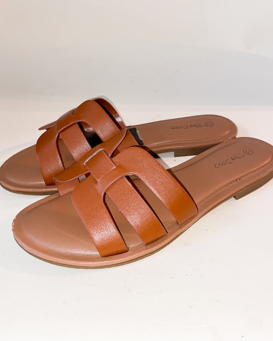 Faux Leather Strap Wrapped Sandals