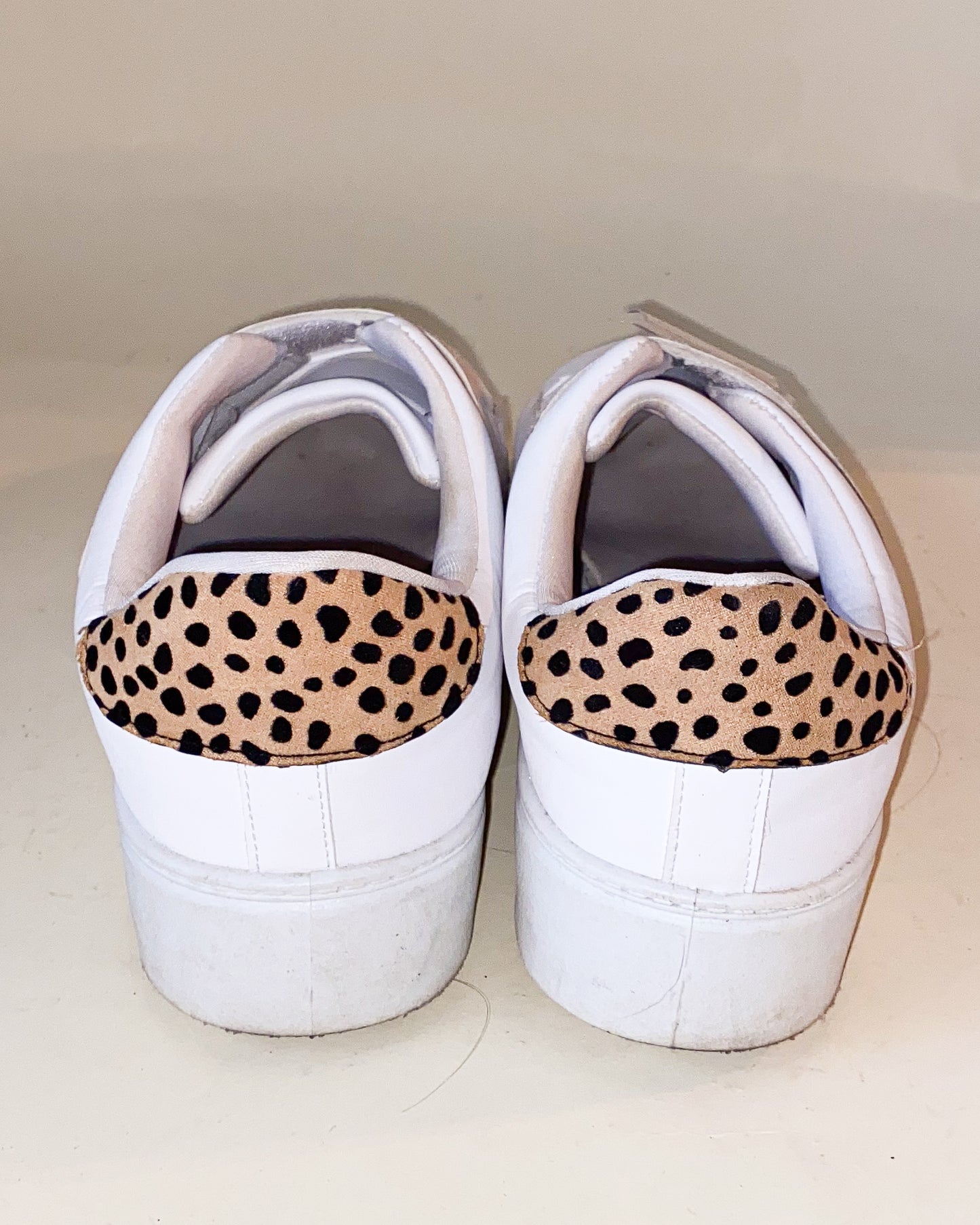 White Qupid Velcro Sneakers with Cheetah Print