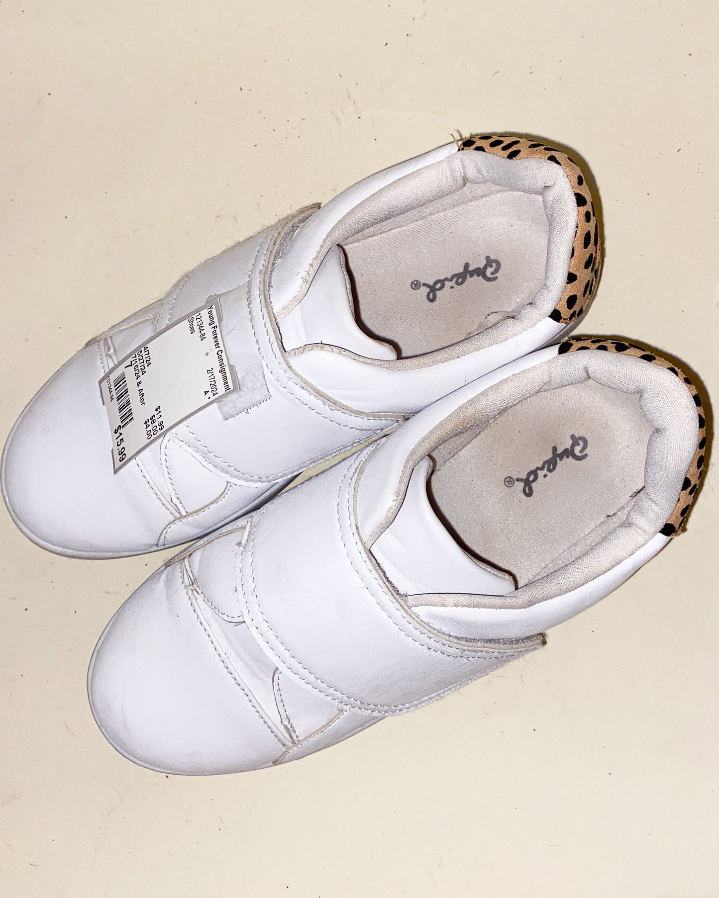 White Qupid Velcro Sneakers with Cheetah Print