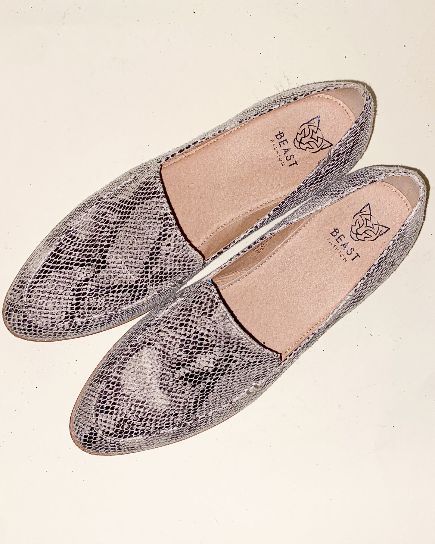 Faux Snakeskin Loafers