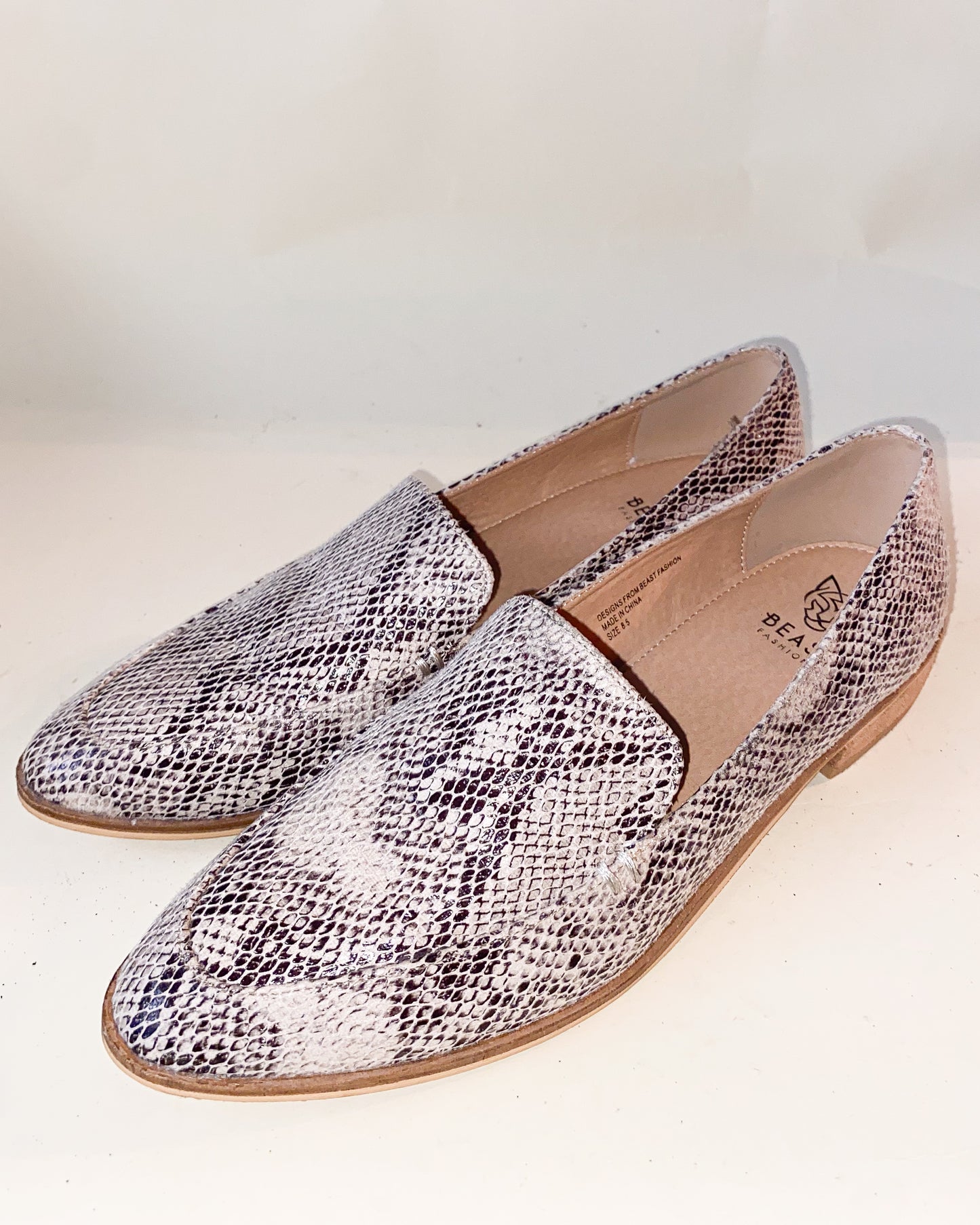 Faux Snakeskin Loafers