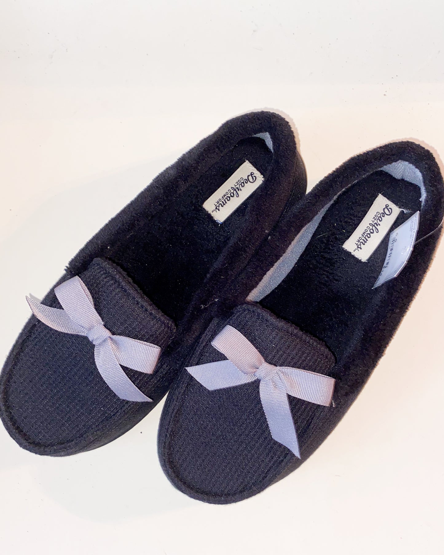 Black Coquette Slippers with Bow