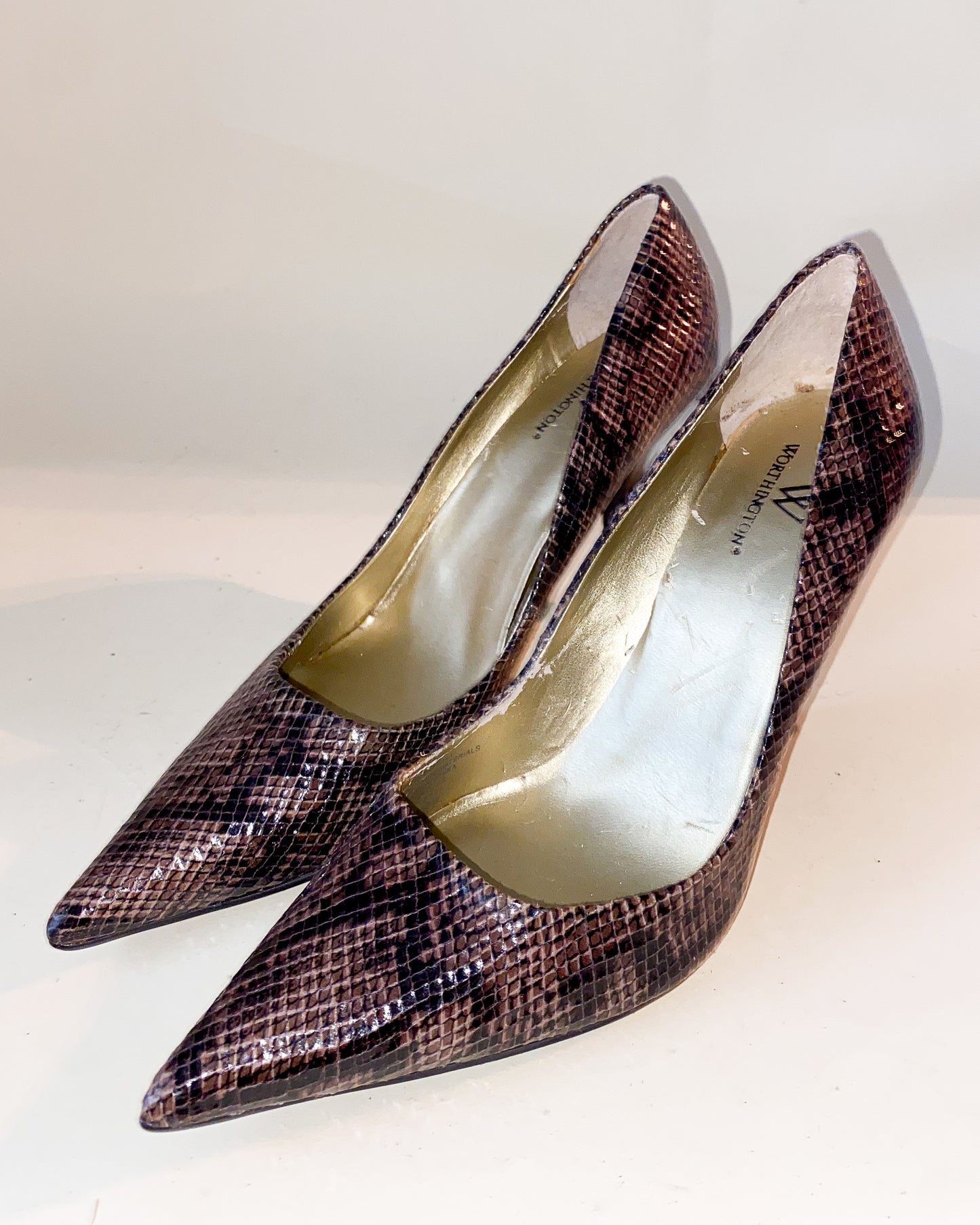 Faux Snakeskin Burgundy Pointed Heels