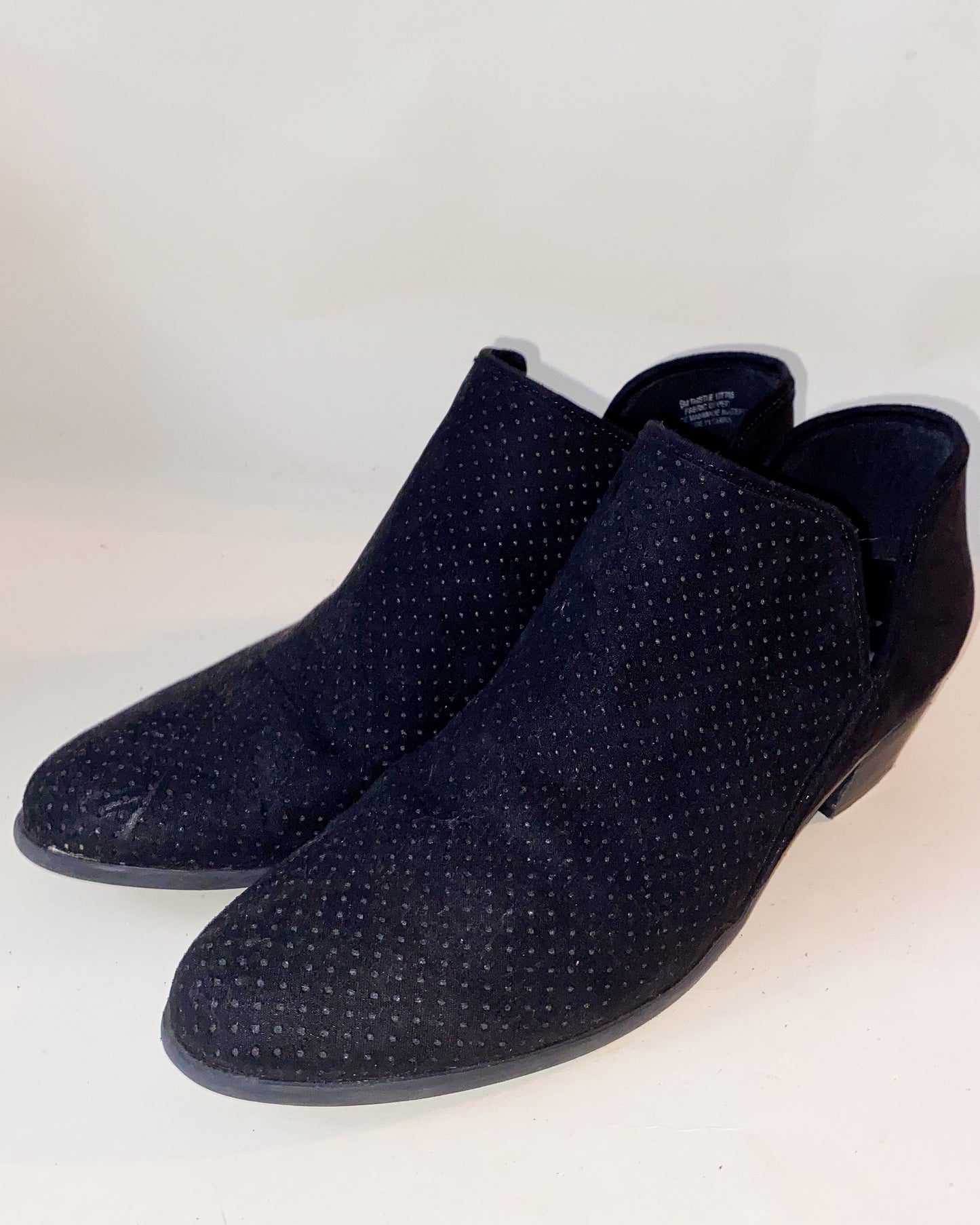 Black Slip On Ankle Boots with Mesh-Styled Front