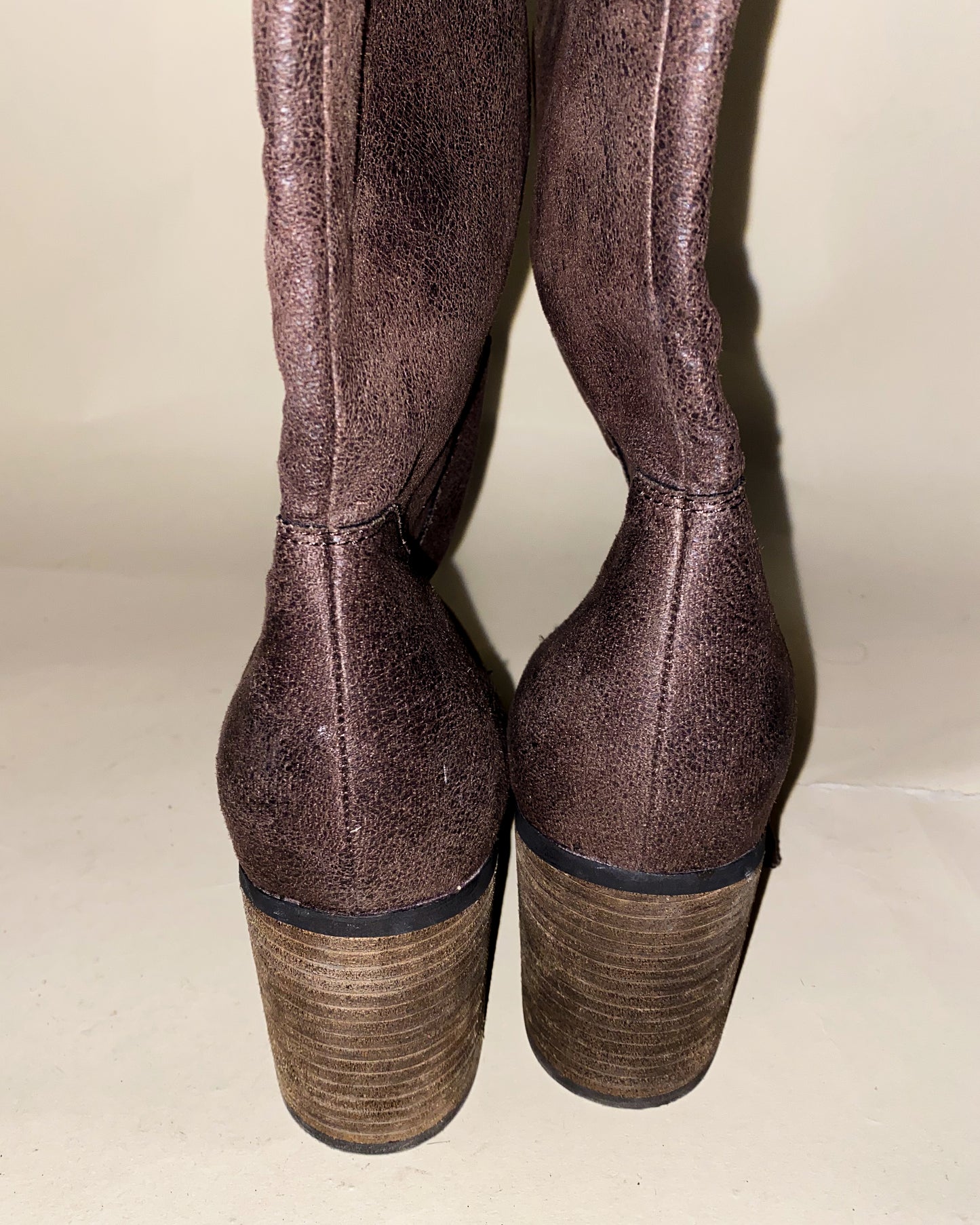 Brown Faux Leather Boots