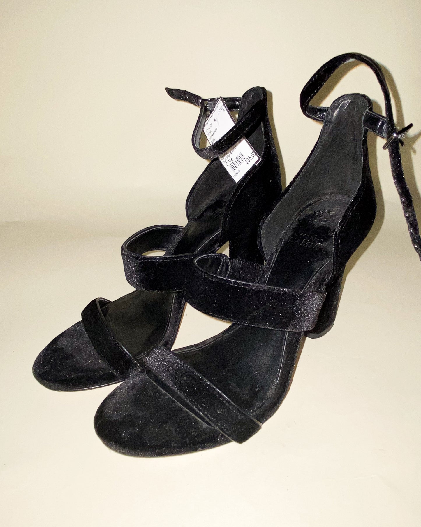 Vince Camuto Black Suede Strapped Heels