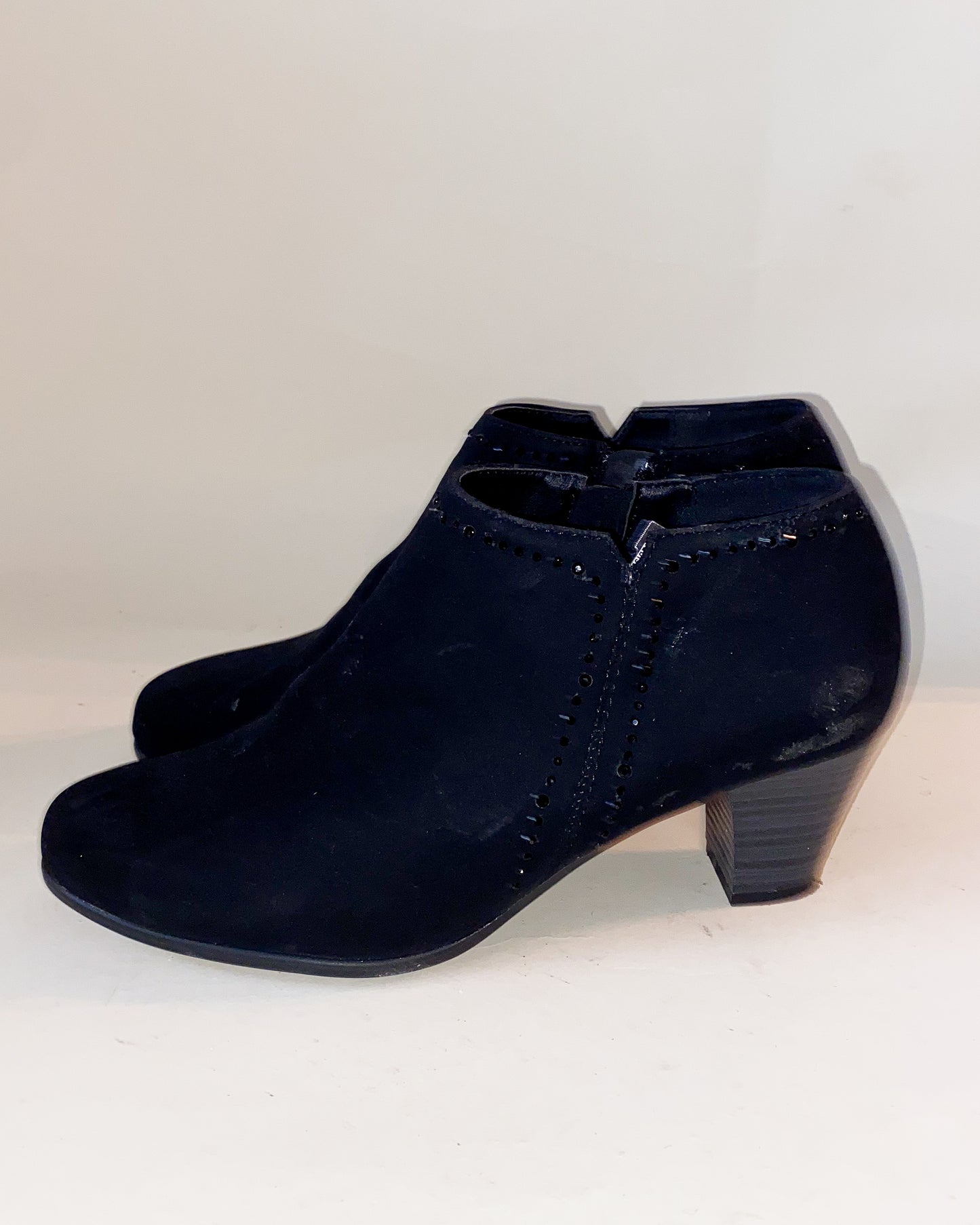 Black Suede Block Heeled Boots