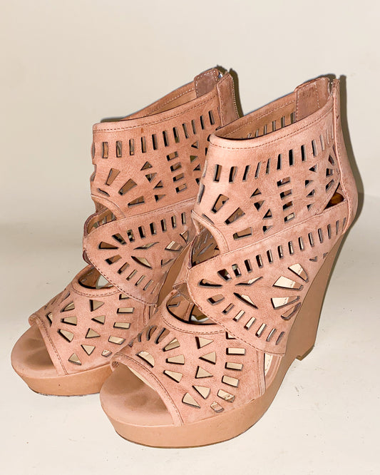 Gianni Bini Leather Patchwork-Patterned Heels