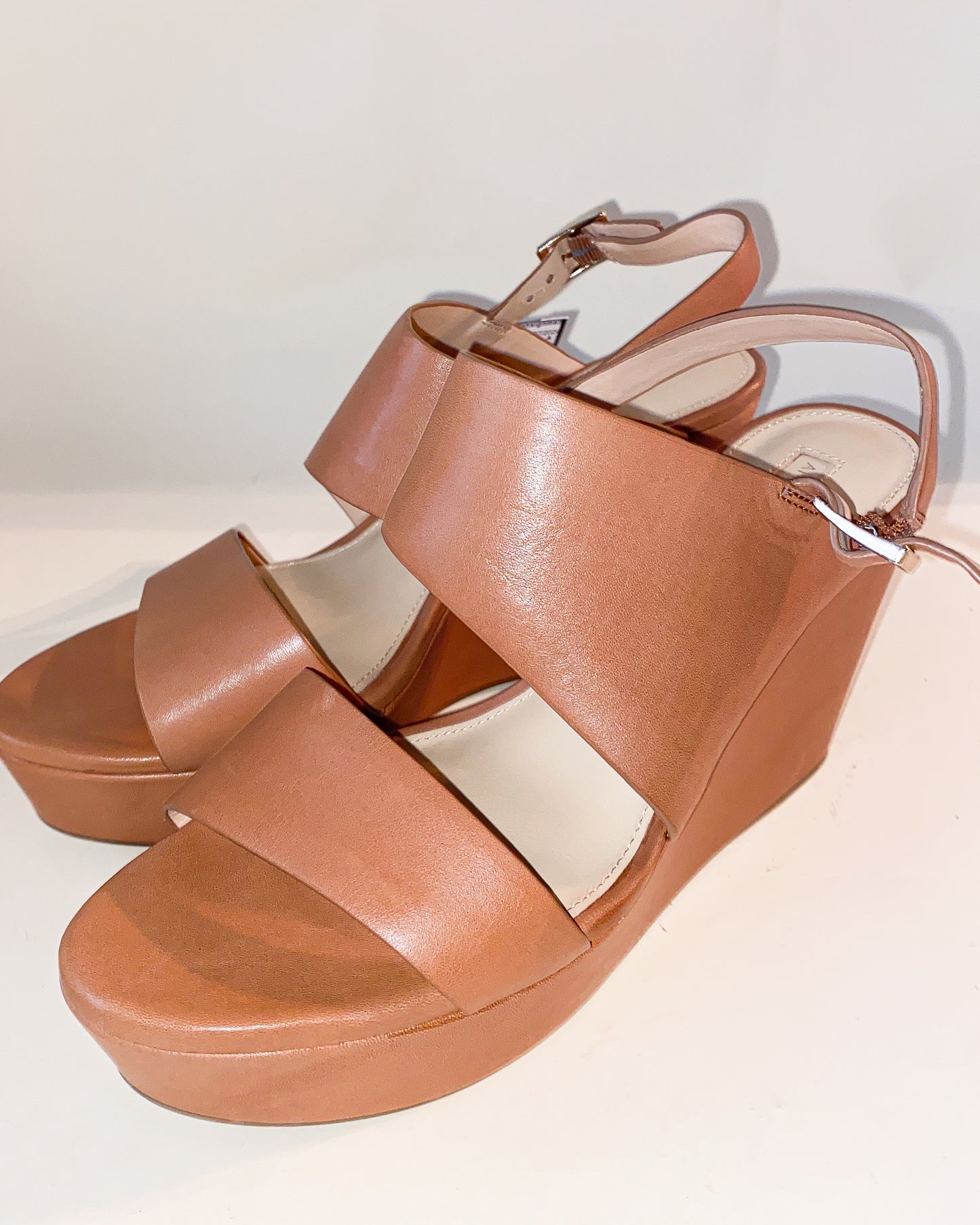 Antonio Melani Wide Strapped Leather Wedges