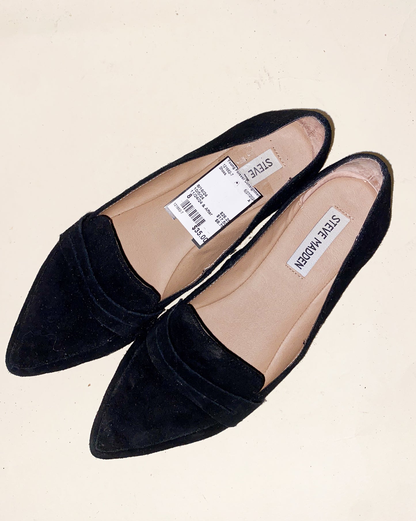 Steve Madden Black Suede Pointed Loafers