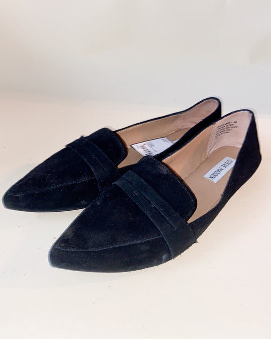 Steve Madden Black Suede Pointed Loafers