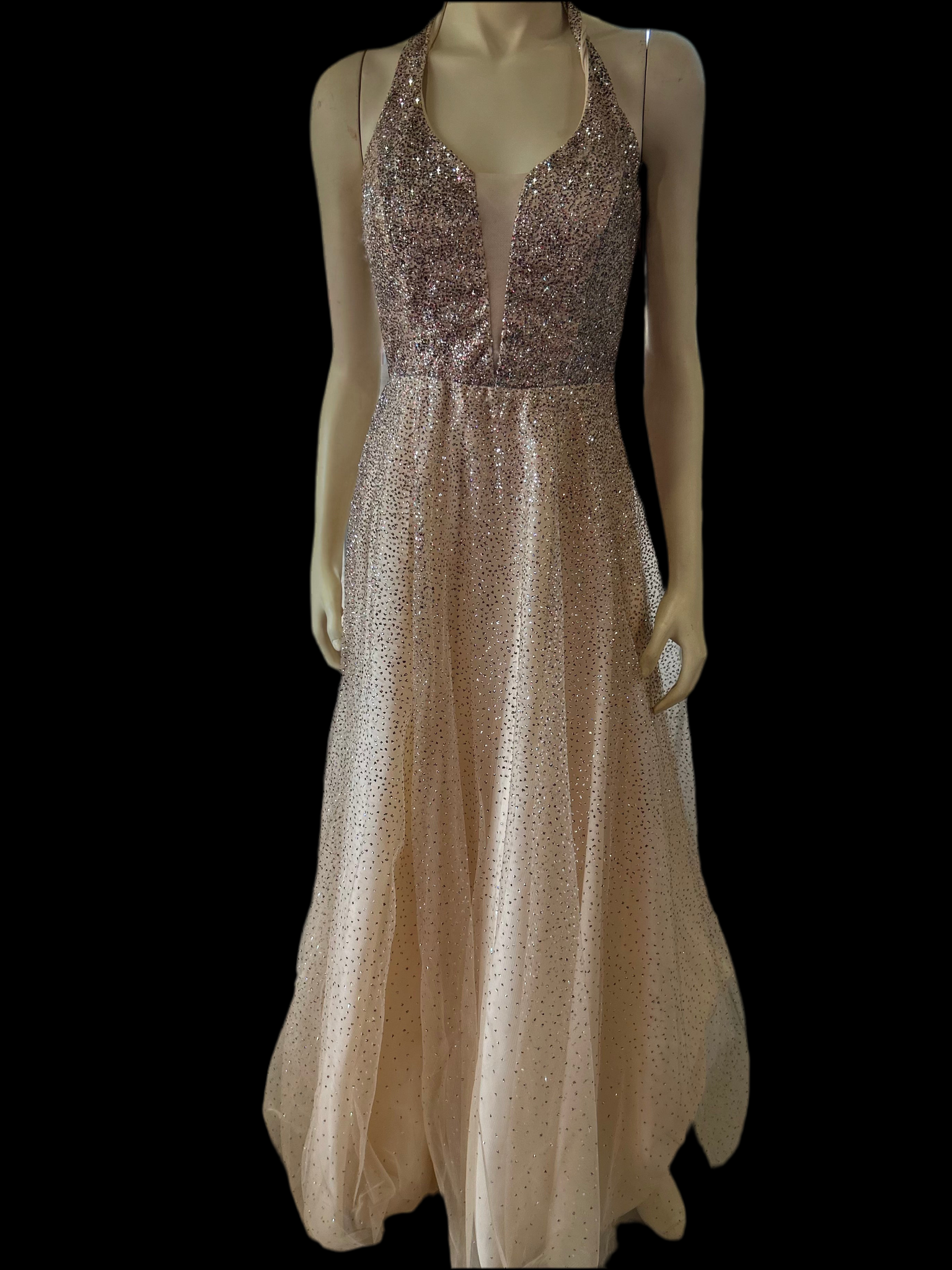 b darlin gold dress B. Darlin Plus Size Satin Jacquard Sweetheart Neck Tie Shoulder A-Line Gown
