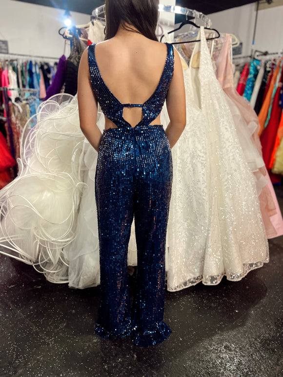 Sherri Hill | size 2 | Sequin Navy Jumpsuit