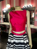 MacDuggal | size 12 | pink two piece with black & white skirt