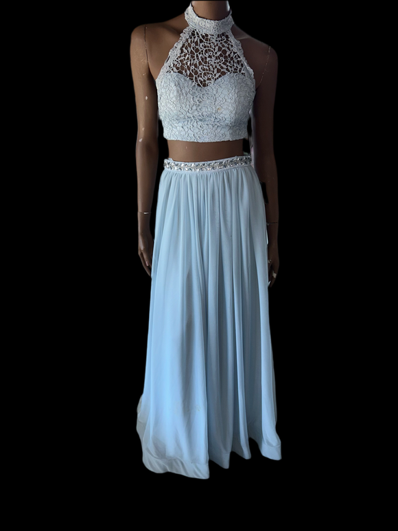 Sequin Heart Size 3 Light Blue 2pc Formal