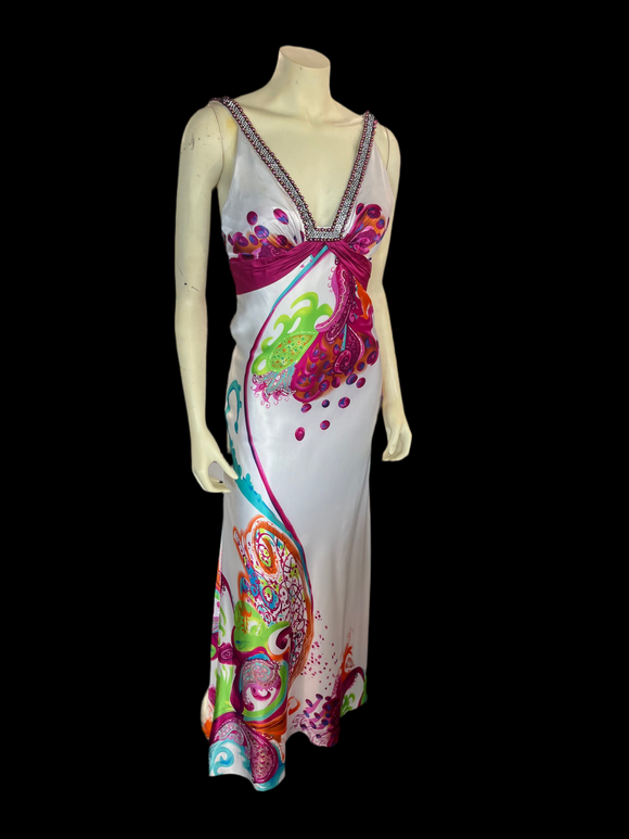 Prom Dress | size 4 | white paisley silk
