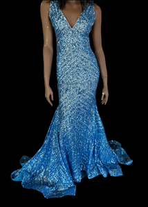 Jovani Size 2 Blue Sparkly Formal