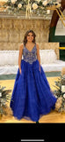 Royal Blue Ball Gown with Lace Up Corset | size 12
