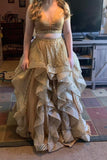 Rachell Allen Gold Two-Piece Prom Dress | Size 6
