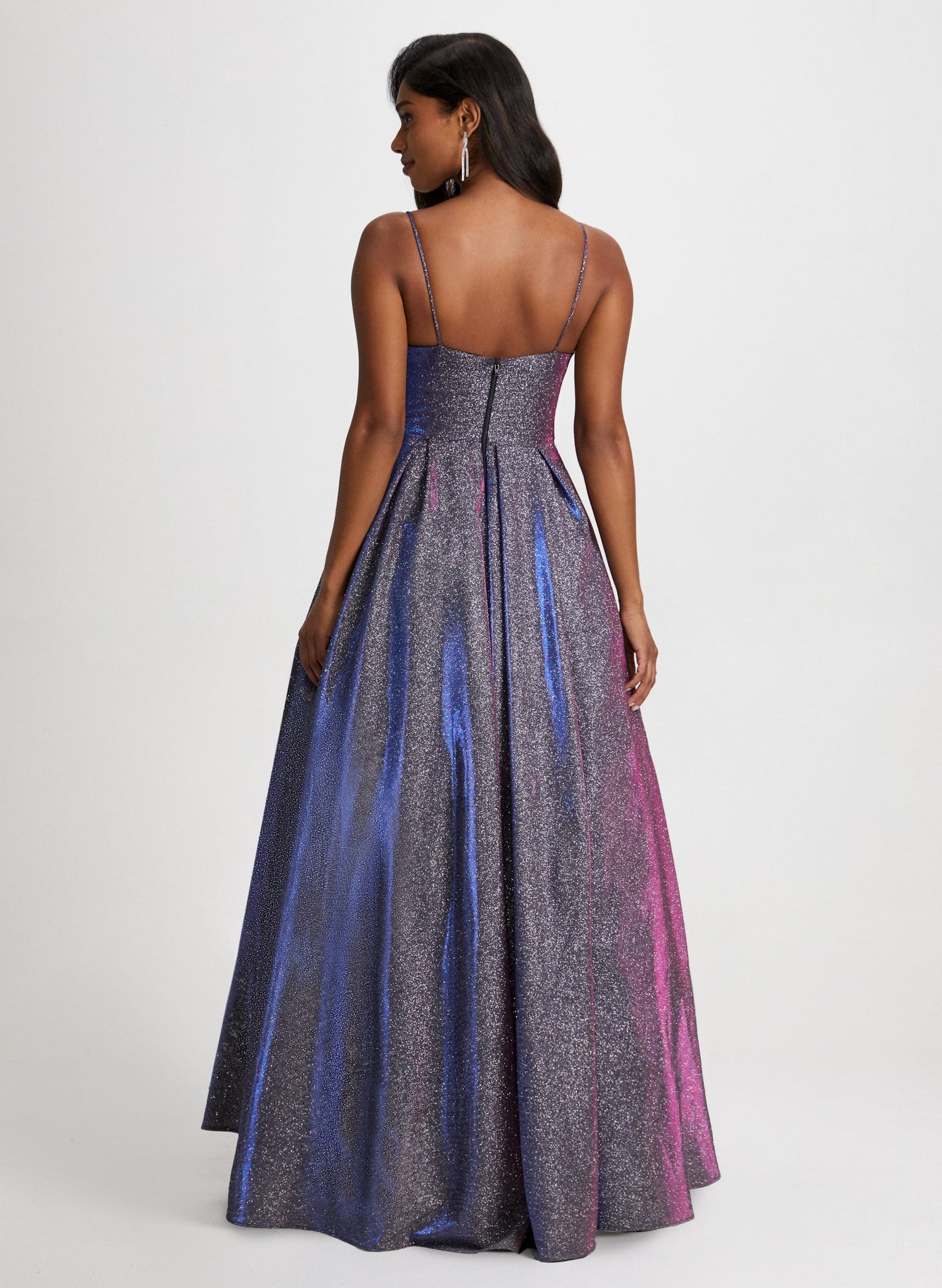pink and blue iridescent dress Iridescent Sequin Baby Pink and Blue Feather Prom Dress